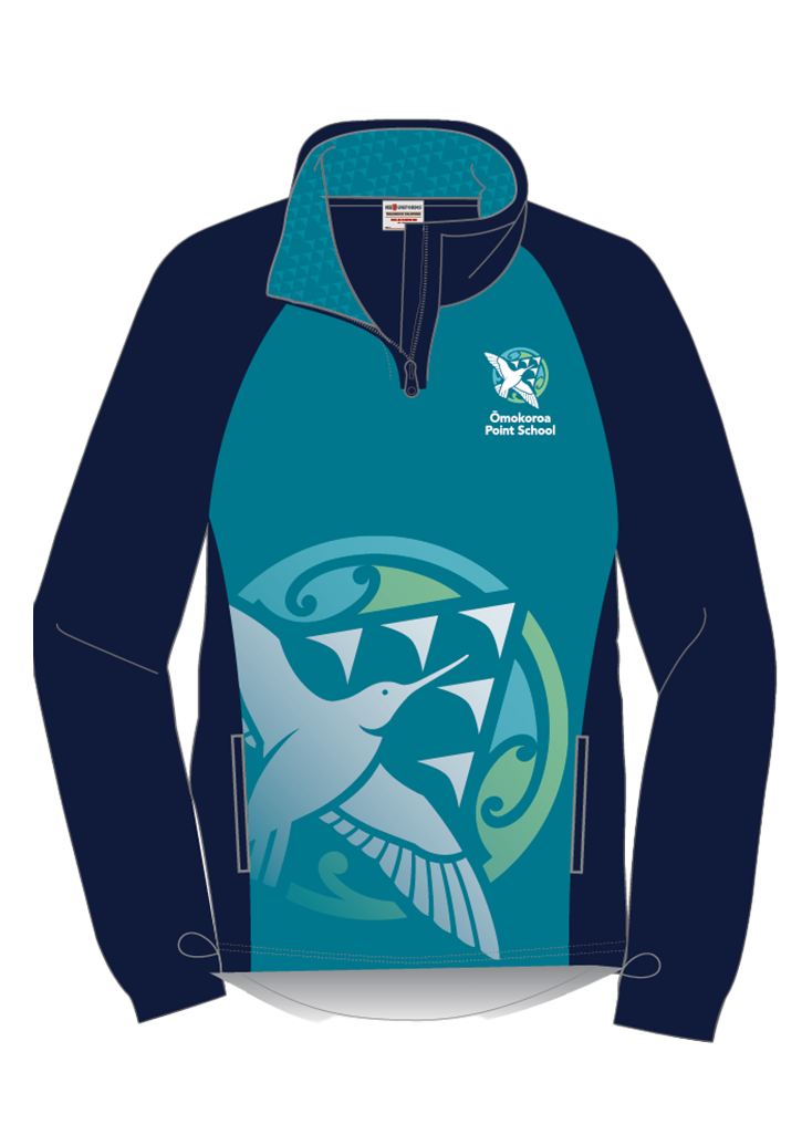 Omokoroa Point School 1/4 Zip Navy/Teal